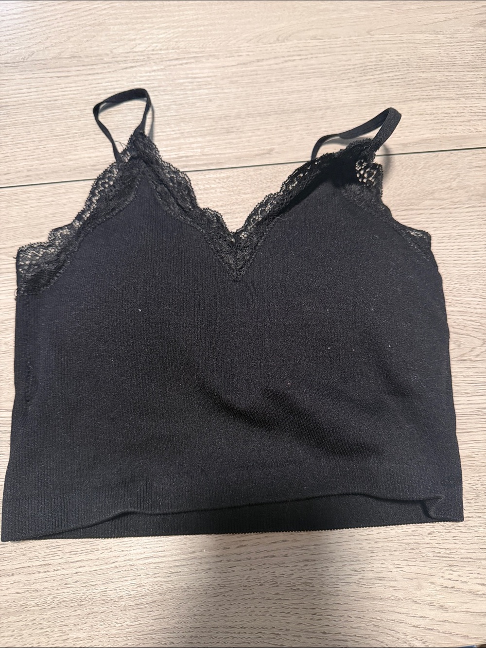 Slim Lace-Trim Black Camisole Top